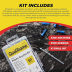 Qualihome Ribbed Plastic Drywall Anchor Kit - Wall Anchors and Screws for Drywall Includes Anchors, & Screws, 1 Masonry Drill Bit - Mounting Tolls for Decor, Furniture, Shelving (10-12 x 1)