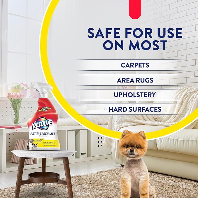 Resolve Pet Specialist Urine Destroyer Spray – Pet Stain & Odor Remover, Carpet Cleaner Solution for Cat and Dog Urine, 22 Fl Oz