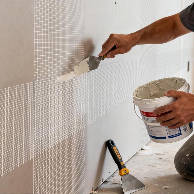 QILIMA Self-Adhesive Fiberglass Drywall Joint Tape Mesh for Wall Patch, 6 Inch by 75 Feet White