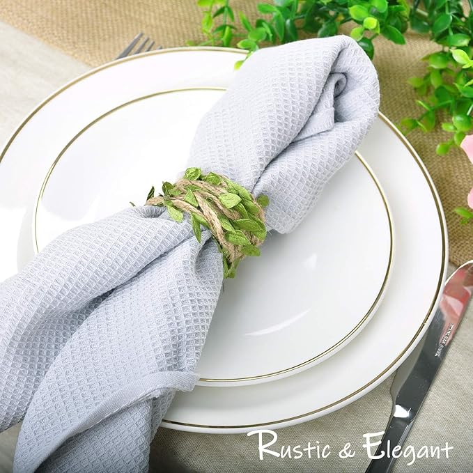 Naidiler 32 Ft Burlap Leaf Ribbon Twine for Crafts for Safari, Jungle, Fairy Party, Woodland Baby Shower, Enchanted Forest Decorations Vines Decor