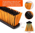 24”Push Broom Brush for Floor Cleaning with 65” Long Handle and Stiff Bristles, Heavy Duty Brush for Shop, Deck, Garage, Concrete,Indoor and Outdoor Broom 2 Set,Orange