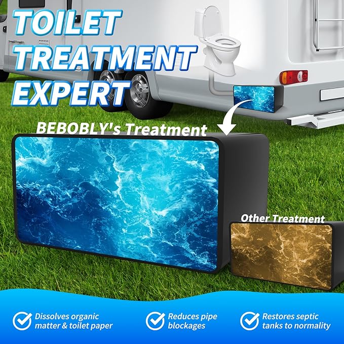 RV Toilet Treatment Drop Ins, Extra Strength Septic Tank Treatment & Cleaner, Waste Breakdown/Odor Control, RV Black Tank Treatment for RVs, Boats & Portable Toilets, Lavender Flavor, 50 Pack