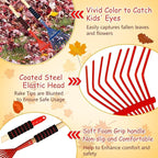 2 Pack Kids Rakes for Leaves, 28" Small Metal Toddler Rakes Garden Lawn Rake with Hardwood Handle and Soft Grip, Lightweight Child Size Yard Leaf Rake Kid Gardening Tools Set for Boys and Girls