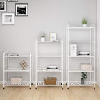 JSB 3-Tier Adjustable Shelving Unit, Heavy Duty Storage Rack Organizer Metal Corner Shelf for Kitchen Living Room Laundry Pantry Bathroom (White, 3 Tier)…