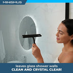 Minismus Shower Squeegee with Magnetic Hook - Silicone Window Wiper with Adhesive Wall Mounted Hanger - Shower Squeegee for Glass Doors - Rubber Squeegee - Shower Glass Cleaner (8.25 inches, Black)