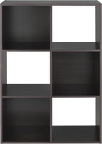 Whitmor 6 Cube Storage Organizer, 3 Tier Stackable Mdf Wood Bookcase, Open Storage Display Bookshelf, Storage Cabinet for Living Room, Bedroom, Home, Office, 23.7"L x 11.7"W x 35.2"H, Black