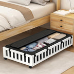 2 Pack Bamboo Under Bed Storage with Wheels, 39”x20”x7.8” Lager Under Bed Storage Containers (White)