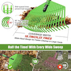 Lightweight Plastic Leaf Rake for Lawns - 16.5'' Wide Garden Rake for Leaves,Gentle on Lawn,65'' Adjustable for Women Seniors Kids,Outdoor Yard Rakes for Sweep Leaves,Grass, Pine Needle