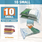 Vacuum Storage Bags, 10 Small Space Saver Vacuum Seal Bags, Space Bags, Vacuum Sealer Bags for Clothes with Travel Hand Pump (10S)