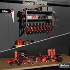 Power Tool Organizer Wall Mount, 3 Layer Heavy Duty Garage organizer Loads 260lbs, Tool Organizers with 8 Drill Hanger, Battery Tools Holder Garage Storage Organization for Workbench, Pegboard, Shed