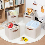 HNZIGE Cube Storage Baskets,Linen Storage Baskets for Shelves(4 Pack) Fabric Storage Basket for Toys,Baskets for Storage,Foldable storage cubes 11x11x11 for Books,Towels,Closet with Handles(Cream)