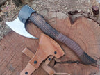 Kacha Store | custom handmade Viking medieval Axe with Viking gift,Hand Axe,Viking Gifts for Men,Camping Tomahawk,Bearded,Valhalla Axe with Leather Sheath (Battle axe) (Battle)