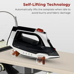 Step Up Iron - Self-Lifting Smart Iron with Ceramic Soleplate - Auto-Lift Safety & Smart Temp Technology for All Fabrics - Ironing Reimagined: Smart, Safe, and Effortlessly Fast