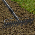48'' Heavy Duty Garden Rake with Stainless Steel Handle, Metal Head for Loosening Soil, Gathering Leaves, Leveling Lawns