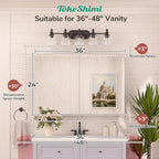 TokeShimi 36 x 24 Recessed Medicine Cabinet Mirror with Storage Black, Aluminum Tempered Wall Medicine Cabinet Mirror Bathroom with Adjustable Metal Shelves Modern