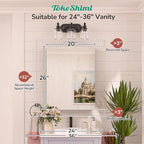 TokeShimi 20x26 Medicine Cabinet Mirror with Storage Tempered, Aluminum Surface Mount or Recessed Medicine Cabinet White with Adjustable Shelves for Bathroom Vanity Modern Farmhouse