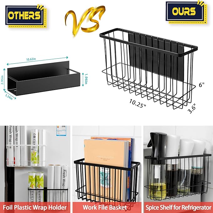Buyyyit Laundry Room Organization & Storage Magnetic Basket Shelf Dryer Ball Lint Bin File Holder Container for Fridge & Washer