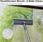 3-in-1 Window Squeegee for Home - 60" Window Cleaning Kit with 3 Microfiber Cloths & Screen Brush, All-in-1 Cleaner Tool for Outdoor Windows, Glass Door & Screens, Lightweight & Easy Storage