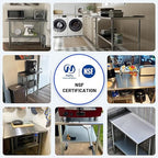 Hally Stainless Steel Table for Prep & Work 14 x 48 Inches, NSF Commercial Heavy Duty Table with Undershelf and Backsplash for Restaurant, Home and Hotel