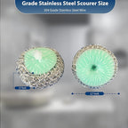 Amazon Brand | Pack of 4 | Ring King Stainless Steel-Wrapped Sponge Scrubbers | Heavy Duty Scouring Pads - Individually Wrapped for Dishes Pots, Pans, and Ovens