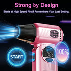 Air Duster, Compressed Air Duster Pink, Rechargeable Cordless with Adjustable Speed, LED Light & 8000mAh Battery, 150000 RPM for Keyboard, PC & Car Cleaning