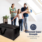 HOMESURE 8 Pack Large Strong Bags with Zippers & Carrying Handles - Water-Resistant - Heavy Duty Storage Tote for Space Saving, Fold Flat, Alternative to Moving Box (Black)