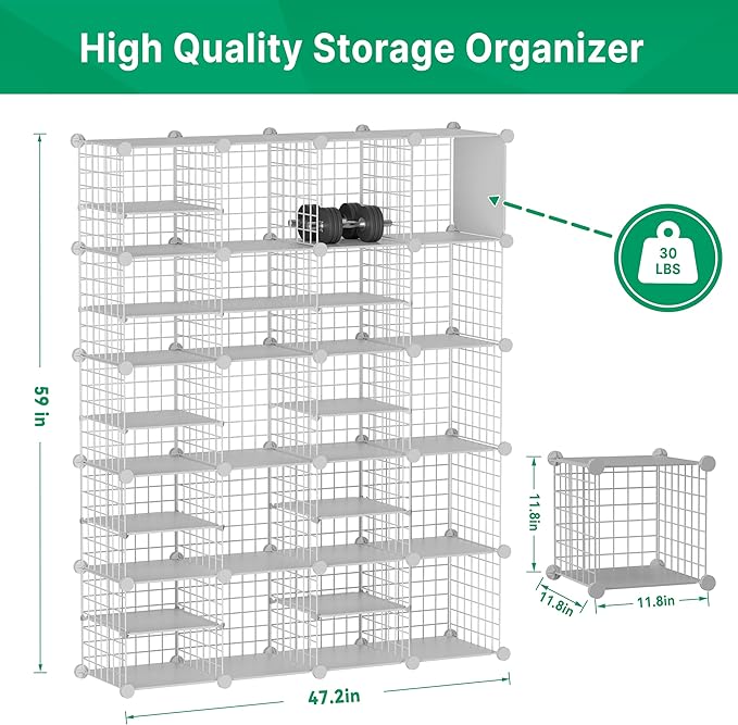 Wire Cube Storage Organizer, 20 Cubes Converted into 23 Cubes, Sturdy Metal Grids Storage Shelf Closet Shelving Units and Storage, Shelves for Bedroom LIvingroom Office