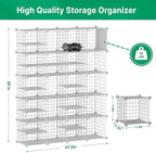 Wire Cube Storage Organizer, 20 Cubes Converted into 23 Cubes, Sturdy Metal Grids Storage Shelf Closet Shelving Units and Storage, Shelves for Bedroom LIvingroom Office