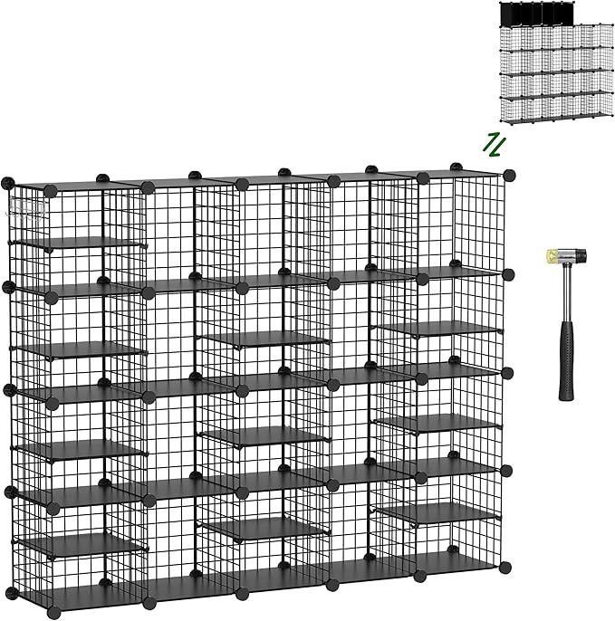 Wire Cube Storage Organizer, 20 Cubes Converted into 23 Cubes, Sturdy Metal Grids Storage Shelf Closet Shelving Units and Storage, Shelves for Bedroom LIvingroom Office