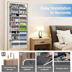 Over The Door Organizer Multi Pocket,5 Tier Large Hanging Shelf for Storage Kids Toys, Diapers, Clothes,Yarn,Heavy Duty Behind Door Storage for Bedroom Bathoom Nursery Closet Pantry,Gray