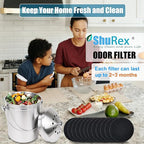 12-Pack 7.25 Inches Large Compost Bin Odor Absorbing Filters, Stick-on Activated Charcoal Deodorizer for Kitchen Trash Cans, Compost Buckets, Countertops and Recycle Bins