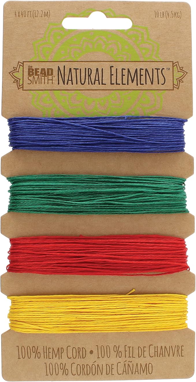 The Beadsmith 100% Hemp Cord – Topaz Colors – .55mm, 40 Foot Spool, 10LB Test Strength – Twine for Jewelry Making, Macrame, Paper Crafts, Gardening, Scrapbooking, Home Décor, DIY String Art & More