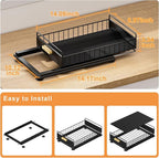 Under Sink Organizer, Single Tier Metal Pull Out Sliding Drawer Shelf for Kitchen Bathroom Cabinet Storage, Sturdy Rack – Black