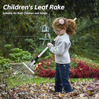 Adjustable Garden Leaf Rake for Leaves 68 inch Garden Tools Set, Leaf Bag and Gloves, Long Handle Stainless Steel Metal Heavy Duty Rake for Yard Lawn Shrub Garden Beds