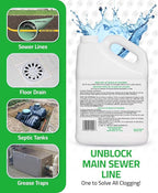 PEQUA INDUSTRIES Main Line Cleaner - Heavy-Duty Main Drain Opener for Drain Pipes, Sewer Lines and Septic Tanks, Dissolves Hairs and Organic Matter, Safe for All Septic Systems (1 Gallon (Pack of 1))