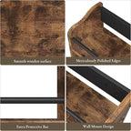 Spice Rack Wall Mounted, Wood 3 Tier Spice Rack for Countertop, Vertical Spice Organizer for Spice Jars and Seasonings, Hanging Spice Shelf for Kitchen Cabinet, or Pantry, Rustic Brown