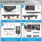2 Shelf Utility Service Cart- 660lbs Capacity Heavy-Duty Plastic Rolling Utility Carts with 4 of 360° Swivel Wheels and Handle, Large Service Cart for Groceries,Warehouse,Garage 34.6''x 22.8''