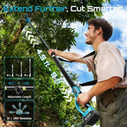 SEESII Pole Electric Pruning Shears: 1.8" Cutting Diameter 2-in-1 Cordless Power Pruner - Brushless Motor, Dual 4.0Ah Batteries, Extra SK5 Blade, 4 Modes Adjustable Branch Cutter for Garden Trimming