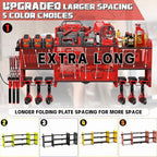 45" Large Power Tool Organizer Wall Mount with Charging Station - 3 Layer Storage Racks with 8 Cordless Drill Holder, 4 Hooks, Heavy Duty Garage Tool Organizer Storage for Workshop Pegboard Basement