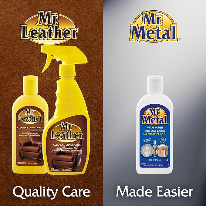Mr. Metal Metal Polish Liquid All Metal Multipurpose Cleaner, Non-Abrasive, Instant Sterling Silver Cleaner, Brass and Stainless Steel Cleaner, Grime and Tarnish Remover, Chrome Silver Polish, 8 oz