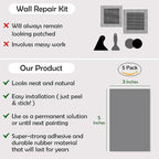 Rubber Bond Self-Adhesive Rubber Wall Outlet Cover Plate 5 Pack - Easy to Apply Peel & Stick Drywall Hole Patch - 5x3 Inch Screwless Blank Wall Plate Cover - Premium Rubber Wall Hole Cover (Grey)