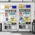 FDW 45"L×18"W×82"H Wire Shelving Unit Storage Cart Metal Shelf Rolling Utility Cart 2100Lbs Capacity with 6 Tier Casters Adjustable Layer Rack Strong Steel for Restaurant Garage Pantry Kitchen,Chrome