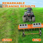 40" Tow Behind Lawn Dethatcher, Pull Behind Rake with 24 Rust-Proof Tines and Heavy Tires, Lawn Tractor Rake with Lift Handle, Tow Behind Rakes to Remove Thatch, Leaves from Large Lawn Area