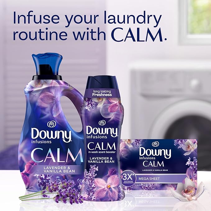 Downy Calm In-Wash Laundry Scent Booster Beads, Soothing Lavender and Vanilla Bean scent, 18.2 OZ, laundry scent beads, Long-lasting Freshness