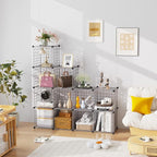 C&AHOME Wire Cube Storage, 12 - Cube Organizer Metal C Grids, Modular Shelves Units, Closet Organizer, Ideal for Home, Office, Living Room, 36.6”L x 12.4”W 48.4”H, Silver Gray UWCS3012G