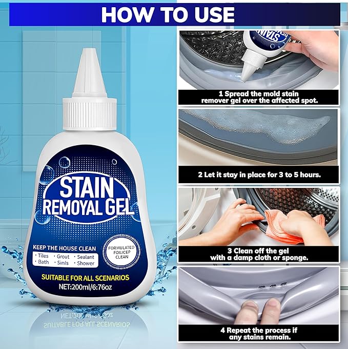 RKINC Stain Remover Gel, 6.76 Oz Household Washing Machine Cleaner for Washing Machine, Refrigerator Strips, for Tiles Grout Sealant Bathroom Cleaning Home Kitchen Sinks Cleaner