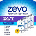 Zevo Flying Insect Trap Refill – 4 Cartridges | Works with Zevo Plug-in Trap | Attracts & Traps Flying Insects