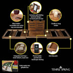 Temple Spring Foldable Bathtub Tray, Unique Design Selfcare Bathroom Caddy, Acacia Spa Bathroom Tray, Wooden Bathtub Accessories, Wedding Gift/Birthday Gift/New Home Bath Table – Not Teak