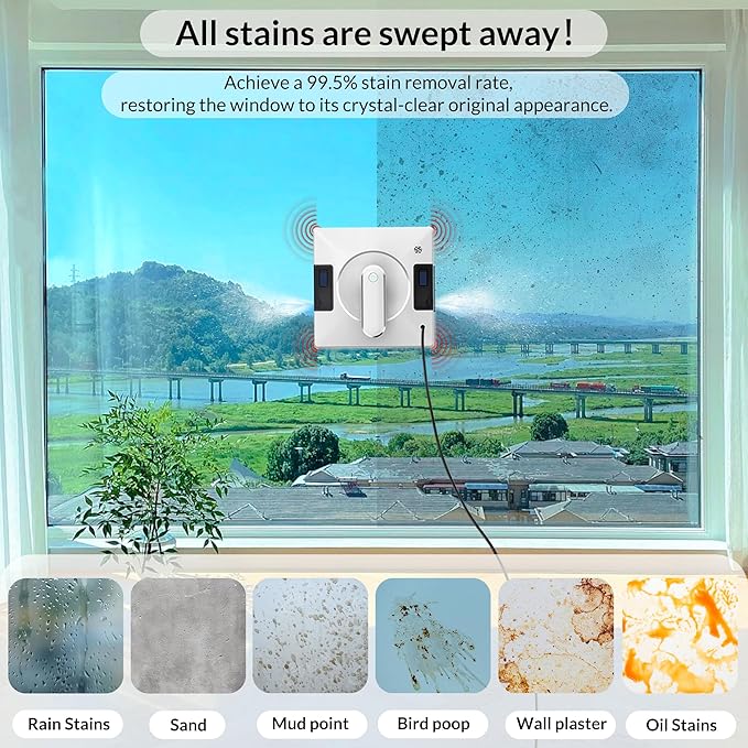 Smart Window Cleaning Robot With Dual Water Spray,3800pa Suction, Multiple Anti - Fall Protection,AI Path Planning,App & Remote Control,Ideal Window Washer Robot For High-Rise Windows And Glass Doors