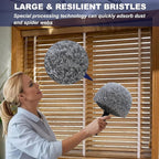 2 Pack Robust Cobweb Duster Head Brush – Superior Twist-On Web Cleaning Tool – Spider Web Remover Brush Compatible with Standard 3/4 Inch Threaded Poles for Outdoor & Indoor Use – Head Only (Grey)